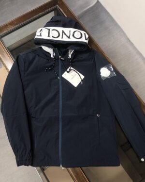 Moncler Hooded Letter Jacket Navy Blue