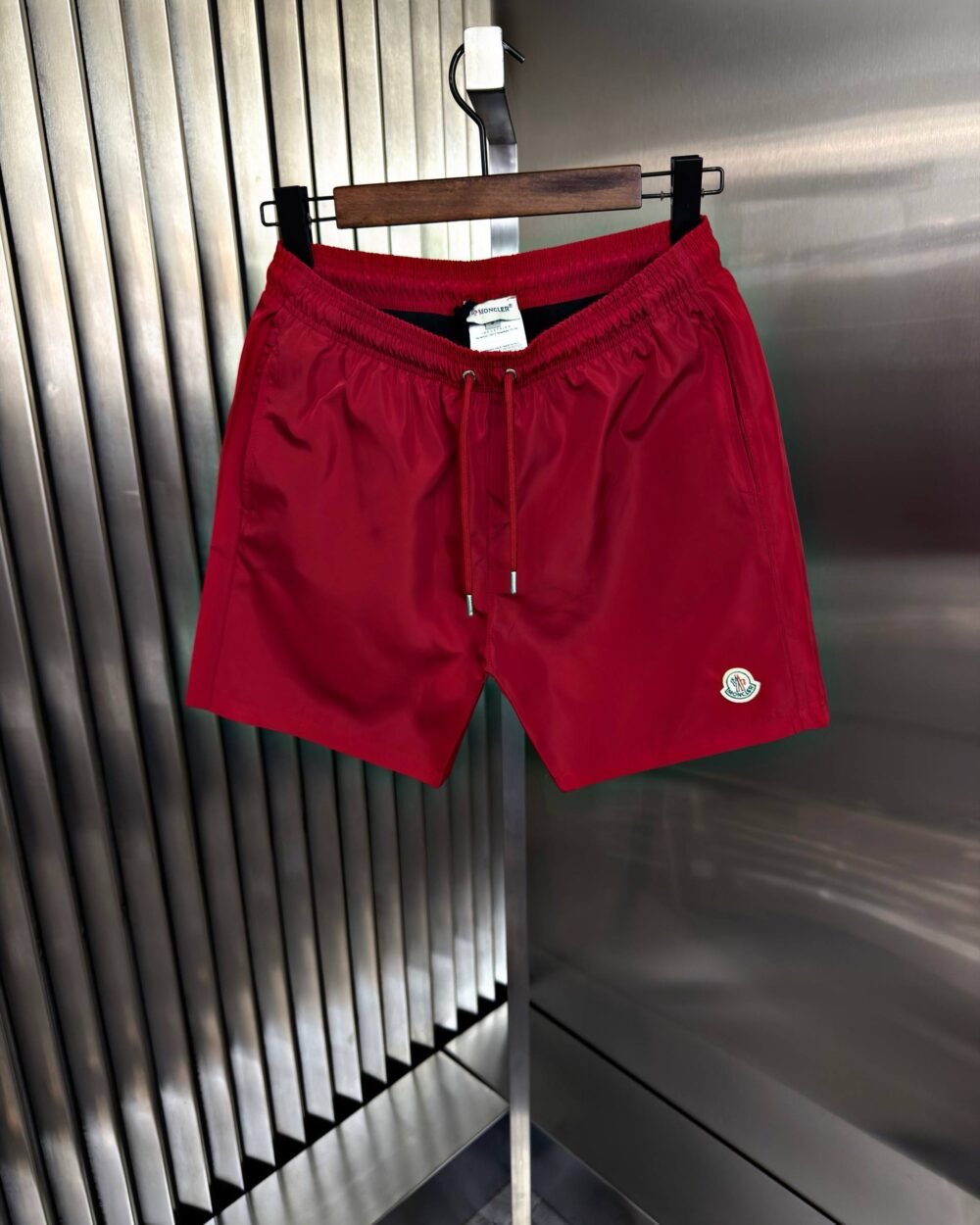 moncler-logo-patch-swimshorts-red