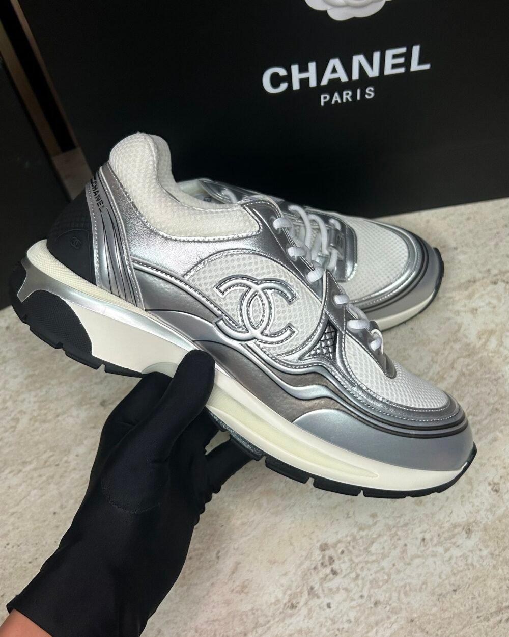 chanel-sneakers-silver